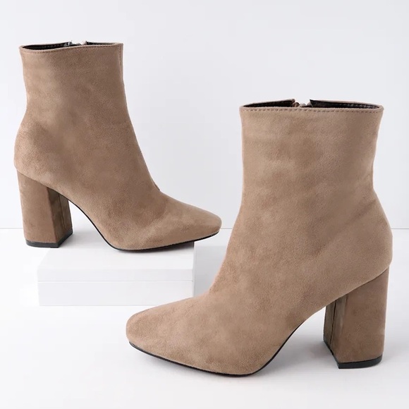 Lulus Shoes - My Generation Taupe Suede High Heel Mid-Calf Boots - 6.5